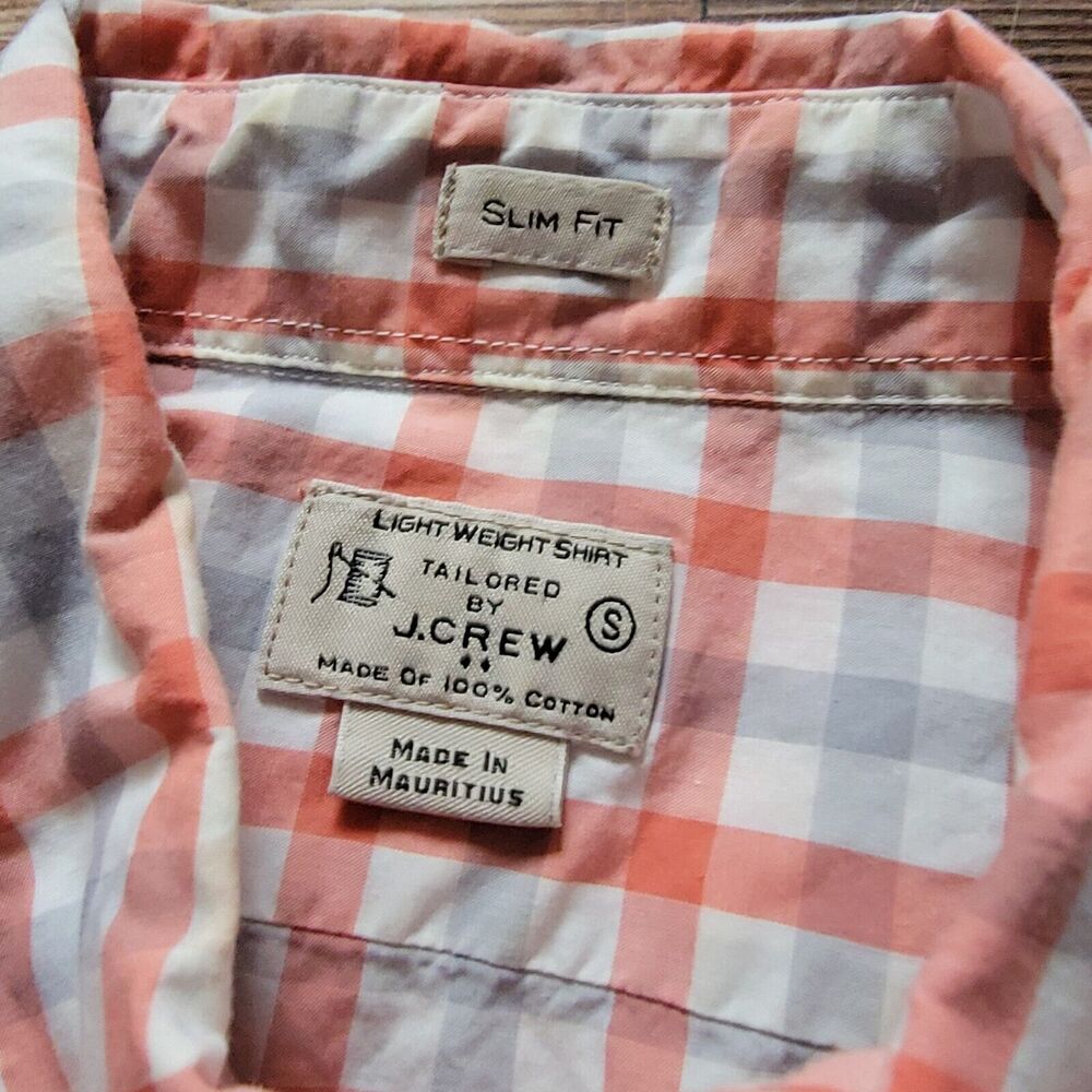 J. Crew Shirt Men Small Multi Color Gingham Check Slim Fit Tailored Button Down - Picture 8 of 10